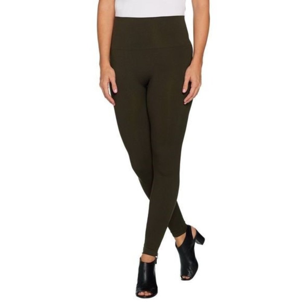 SPANX Seamless Side Zip High Waist Seamless Leggings Deep Olive Green Sz XL NWT
